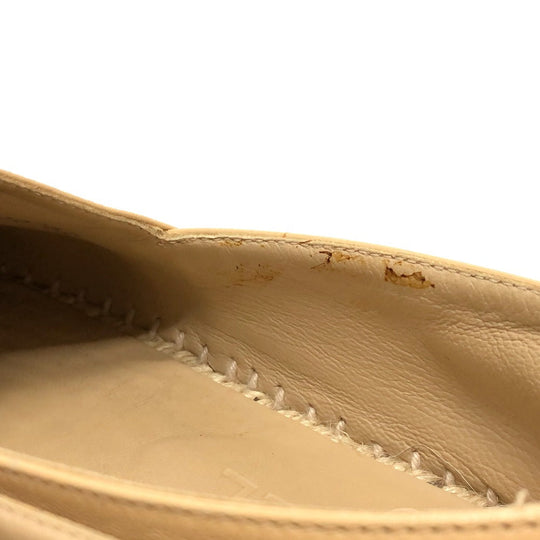 CHANEL Slip-on leather beige Espadrille Women M Used Authentic