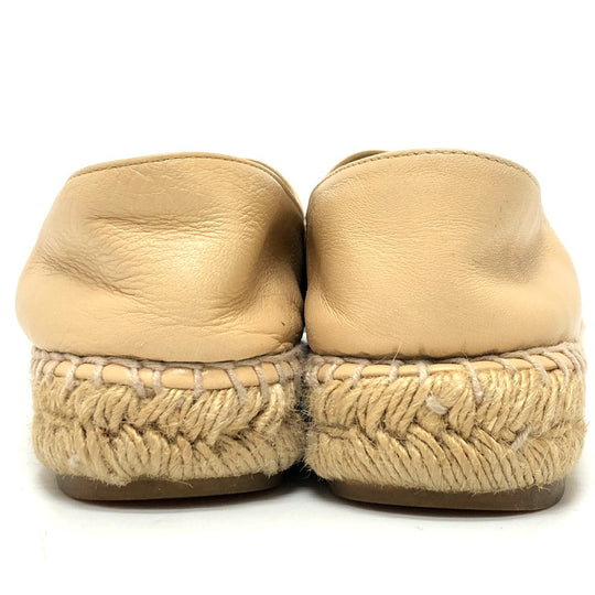 CHANEL Slip-on leather beige Espadrille Women M Used Authentic