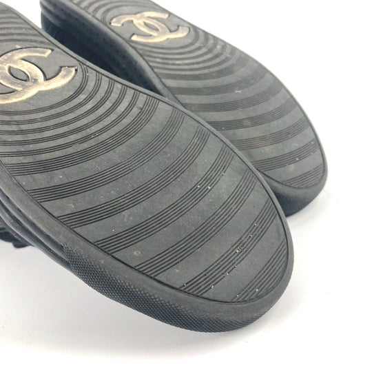CHANEL sneakers G30617 Canvas, Suede black shoes shoes zipper CC COCO Mark Quilting Women 39 Used Authentic