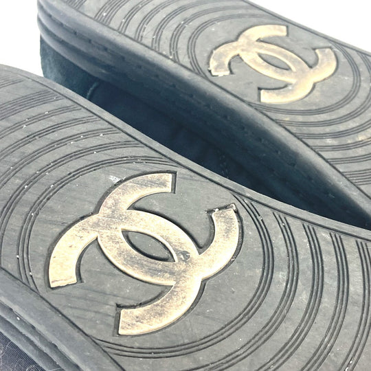 CHANEL sneakers G30617 Canvas, Suede black shoes shoes zipper CC COCO Mark Quilting Women 39 Used Authentic