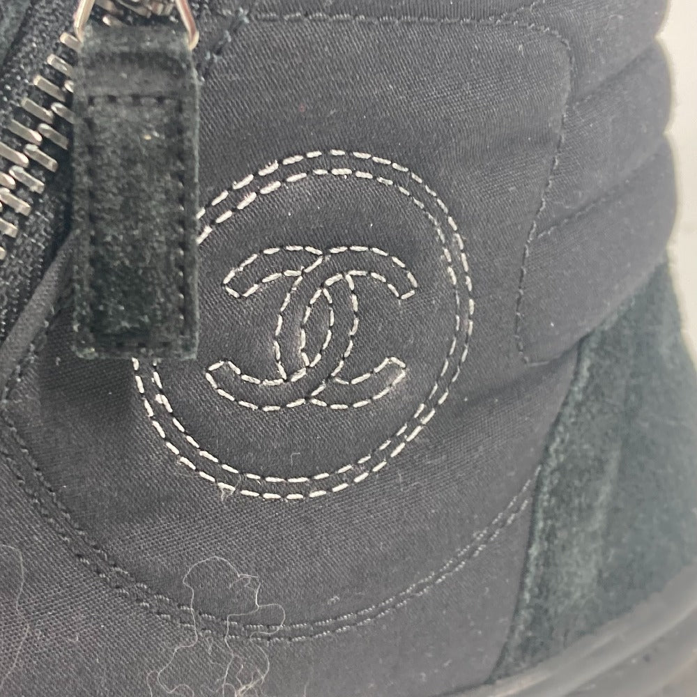 CHANEL sneakers G30617 Canvas, Suede black shoes shoes zipper CC COCO Mark Quilting Women 39 Used Authentic