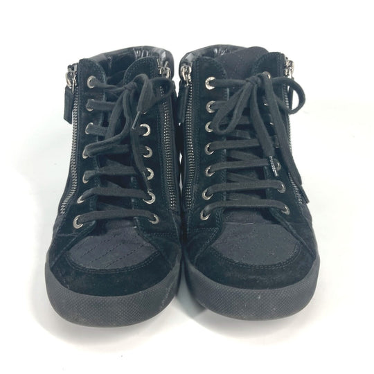 CHANEL sneakers G30617 Canvas, Suede black shoes shoes zipper CC COCO Mark Quilting Women 39 Used Authentic