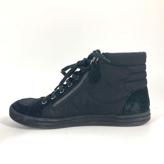 CHANEL sneakers G30617 Canvas, Suede black shoes shoes zipper CC COCO Mark Quilting Women 39 Used Authentic