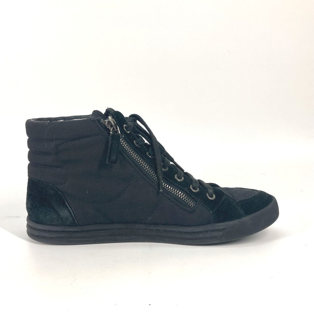 CHANEL sneakers G30617 Canvas, Suede black shoes shoes zipper CC COCO Mark Quilting Women 39 Used Authentic