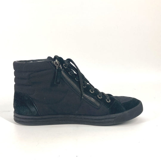 CHANEL sneakers G30617 Canvas, Suede black shoes shoes zipper CC COCO Mark Quilting Women 39 Used Authentic