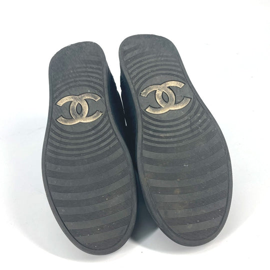 CHANEL sneakers G30617 Canvas, Suede black shoes shoes zipper CC COCO Mark Quilting Women 39 Used Authentic