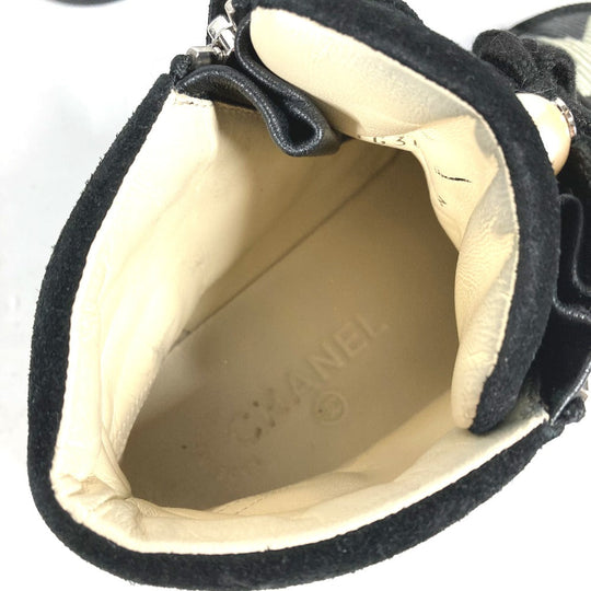 CHANEL sneakers G30243 Canvas / leather black 14A Star Fake Pearl Zip Star Women 35 Used Authentic