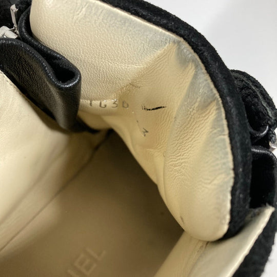 CHANEL sneakers G30243 Canvas / leather black 14A Star Fake Pearl Zip Star Women 35 Used Authentic