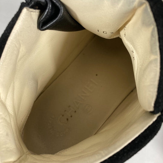 CHANEL sneakers G30243 Canvas / leather black 14A Star Fake Pearl Zip Star Women 35 Used Authentic