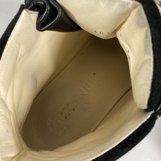 CHANEL sneakers G30243 Canvas / leather black 14A Star Fake Pearl Zip Star Women 35 Used Authentic