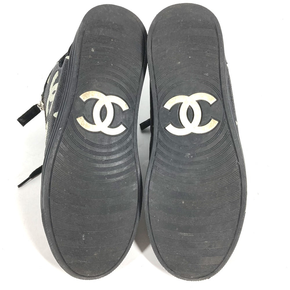 CHANEL sneakers G30243 Canvas / leather black 14A Star Fake Pearl Zip Star Women 35 Used Authentic
