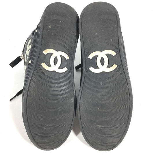 CHANEL sneakers G30243 Canvas / leather black 14A Star Fake Pearl Zip Star Women 35 Used Authentic