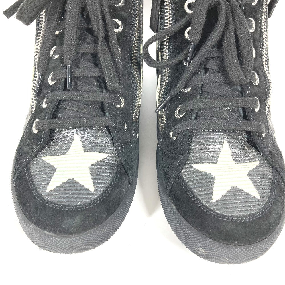 CHANEL sneakers G30243 Canvas / leather black 14A Star Fake Pearl Zip Star Women 35 Used Authentic