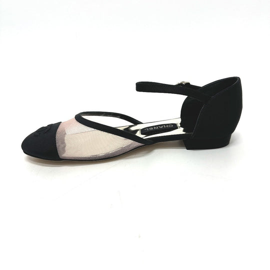 CHANEL pumps G37503 mesh black 21S Merry Jane Women 37 1/2 Used Authentic