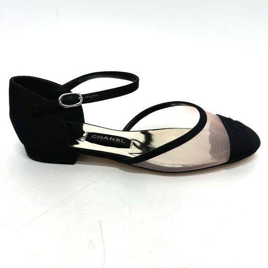 CHANEL pumps G37503 mesh black 21S Merry Jane Women 37 1/2 Used Authentic