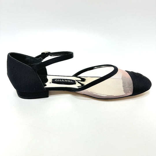 CHANEL pumps G37503 mesh black 21S Merry Jane Women 37 1/2 Used Authentic