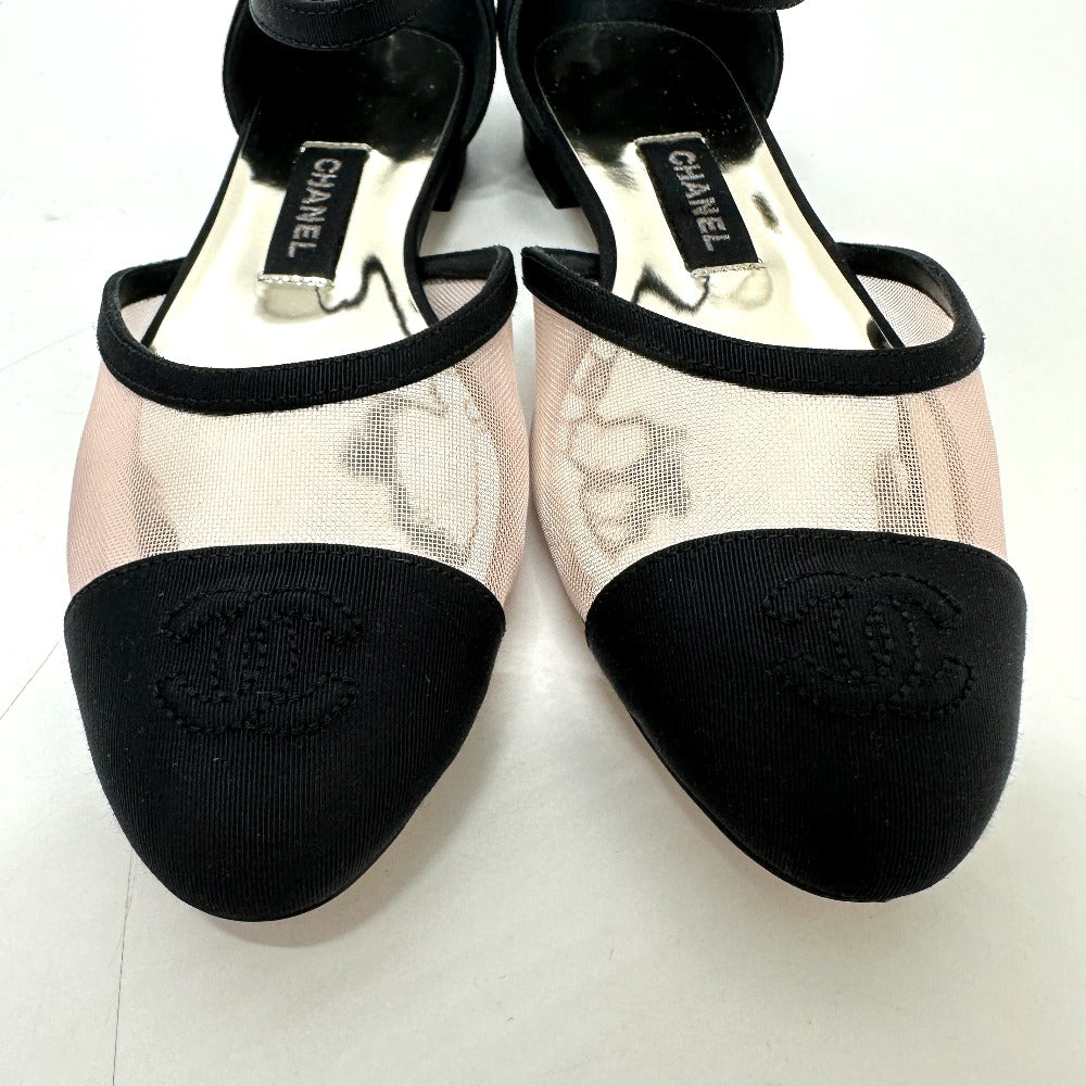 CHANEL pumps G37503 mesh black 21S Merry Jane Women 37 1/2 Used Authentic