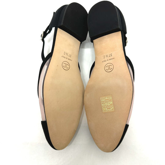 CHANEL pumps G37503 mesh black 21S Merry Jane Women 37 1/2 Used Authentic