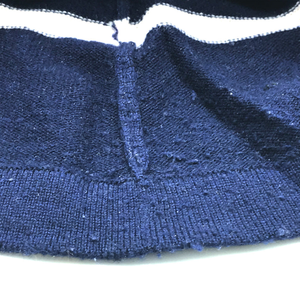 CHANEL knit Navy border Sleeveless knit Women 34 Used Authentic