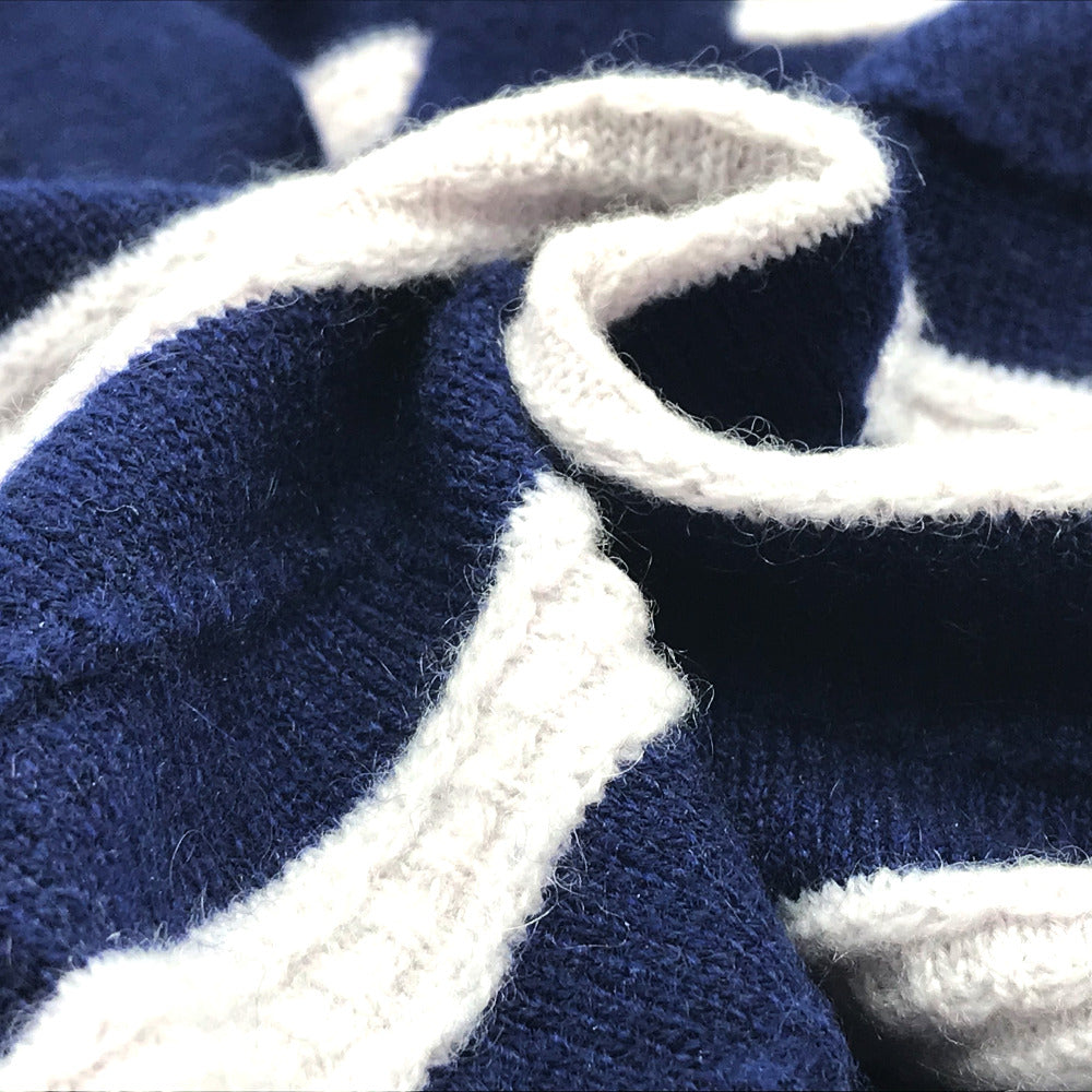 CHANEL knit Navy border Sleeveless knit Women 34 Used Authentic