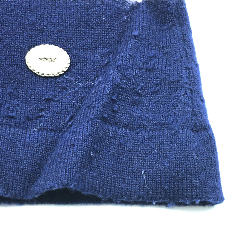 CHANEL knit Navy border Sleeveless knit Women 34 Used Authentic