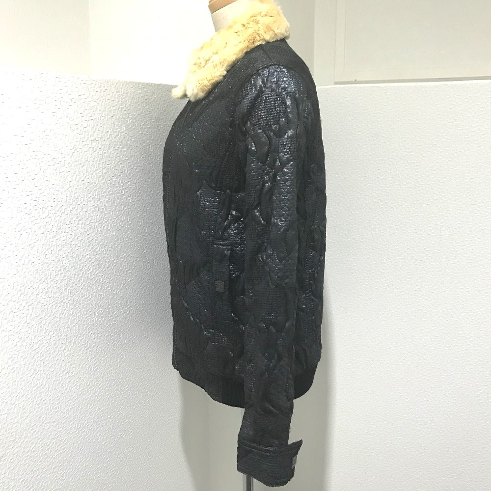 CHANEL Blouson Polyester, Cotton (1149), Microfiber (1865), ABS (1201), Acrylic (1767), Polyester (1168), PVC (1178), Stainless steel, Orirag fur Metallic black With fur 08A Women 38 Used Authentic