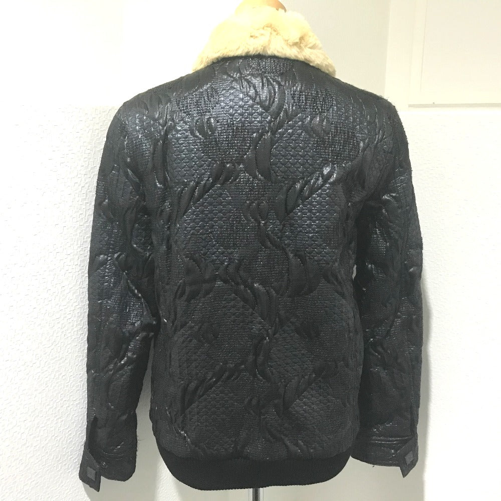 CHANEL Blouson Polyester, Cotton (1149), Microfiber (1865), ABS (1201), Acrylic (1767), Polyester (1168), PVC (1178), Stainless steel, Orirag fur Metallic black With fur 08A Women 38 Used Authentic