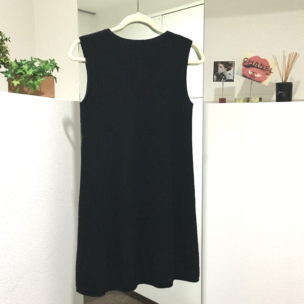 CHANEL one piece cashmere black knit 18S Women 34 Used Authentic