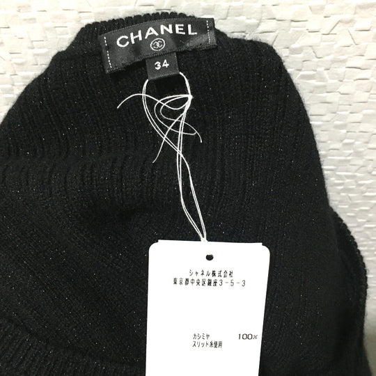 CHANEL one piece cashmere black knit 18S Women 34 Used Authentic