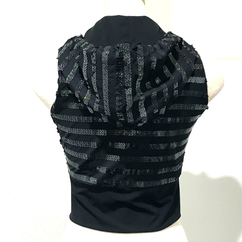 CHANEL Vest Sequin black 19C Zip up 38