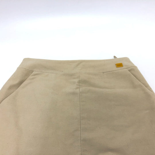 CHANEL skirt AH951 cotton beige Square logo pocket 01A Women 36 Used Authentic