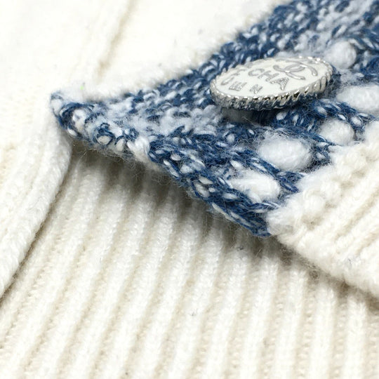 CHANEL cardigan P63079 cashmere White x blue CCCOCO Mark CHANEL 20P Spring / Summer 2020 Trimming Women 34 Used Authentic