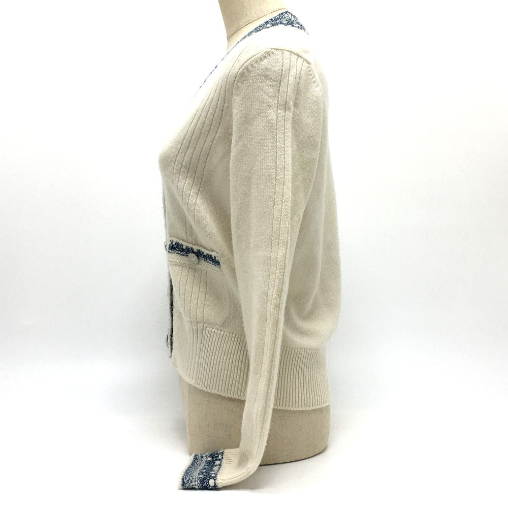 CHANEL cardigan P63079 cashmere White x blue CCCOCO Mark CHANEL 20P Spring / Summer 2020 Trimming Women 34 Used Authentic