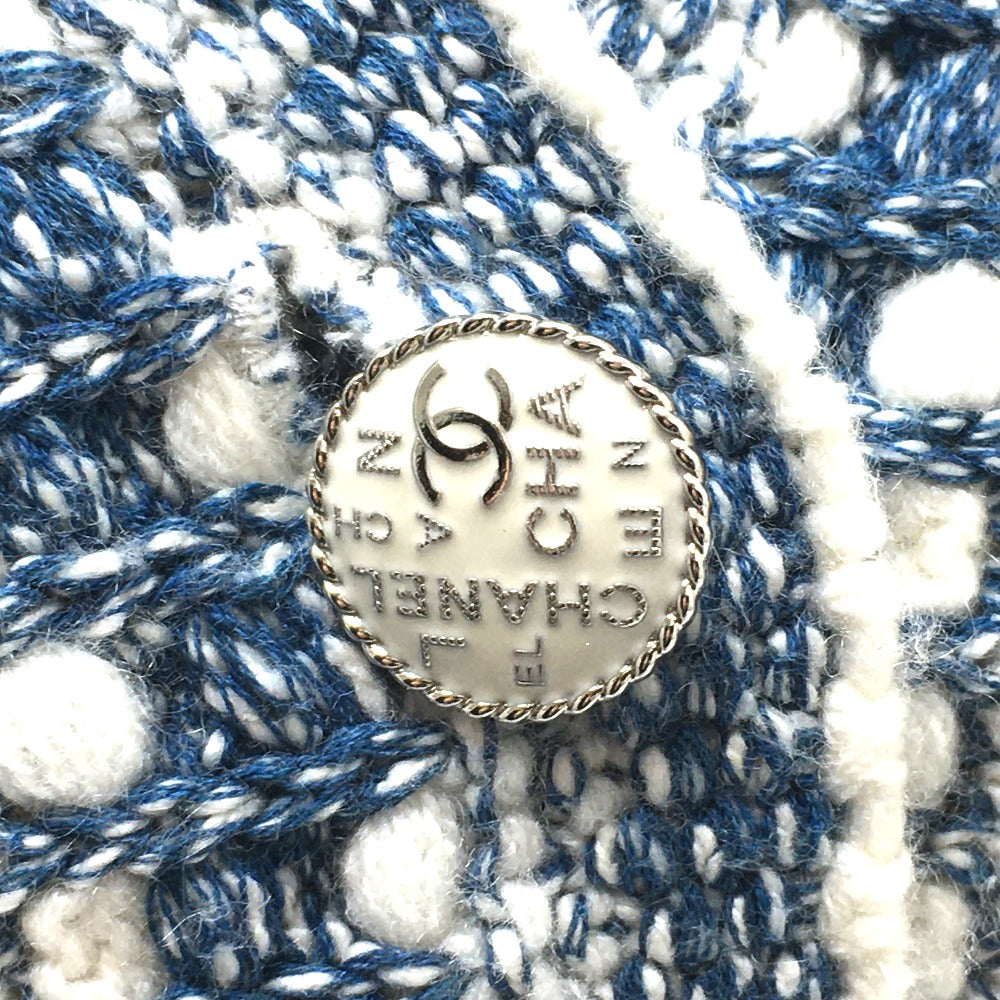 CHANEL cardigan P63079 cashmere White x blue CCCOCO Mark CHANEL 20P Spring / Summer 2020 Trimming Women 34 Used Authentic