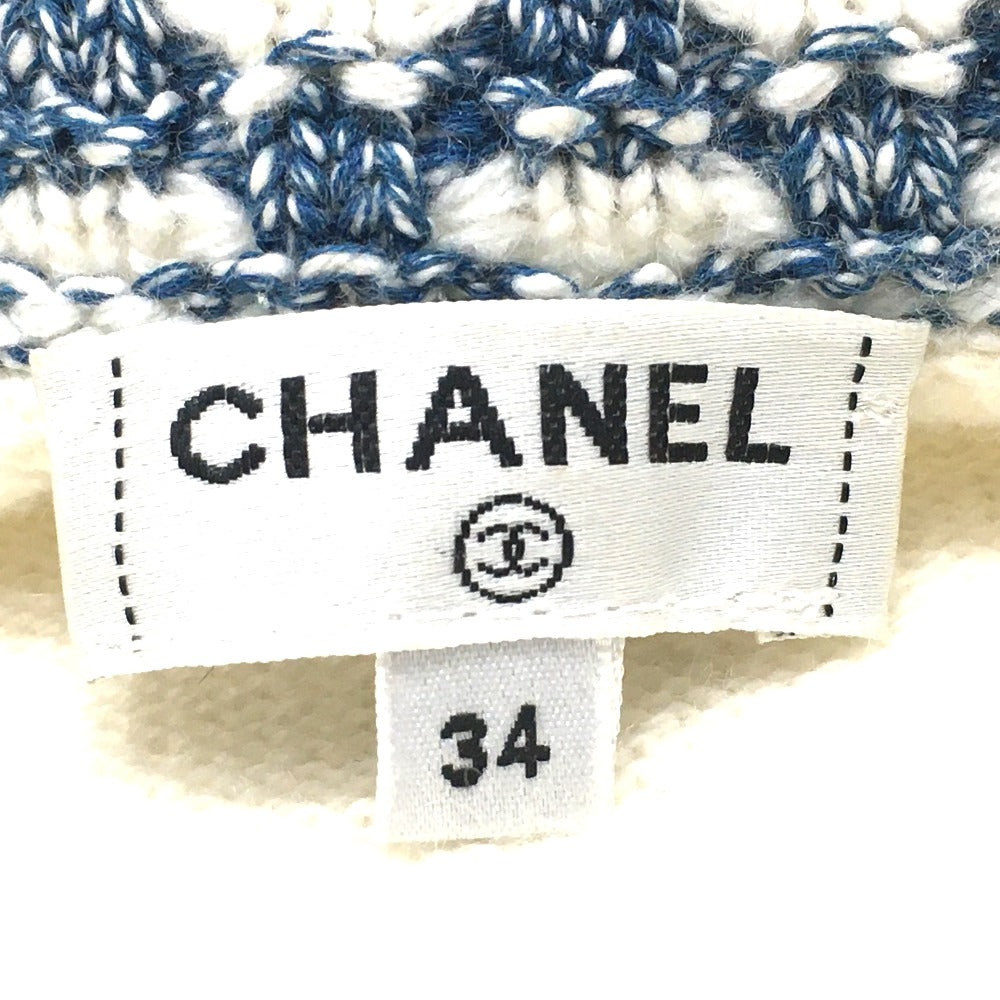 CHANEL cardigan P63079 cashmere White x blue CCCOCO Mark CHANEL 20P Spring / Summer 2020 Trimming Women 34 Used Authentic