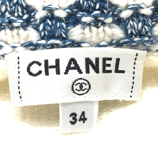 CHANEL cardigan P63079 cashmere White x blue CCCOCO Mark CHANEL 20P Spring / Summer 2020 Trimming Women 34 Used Authentic