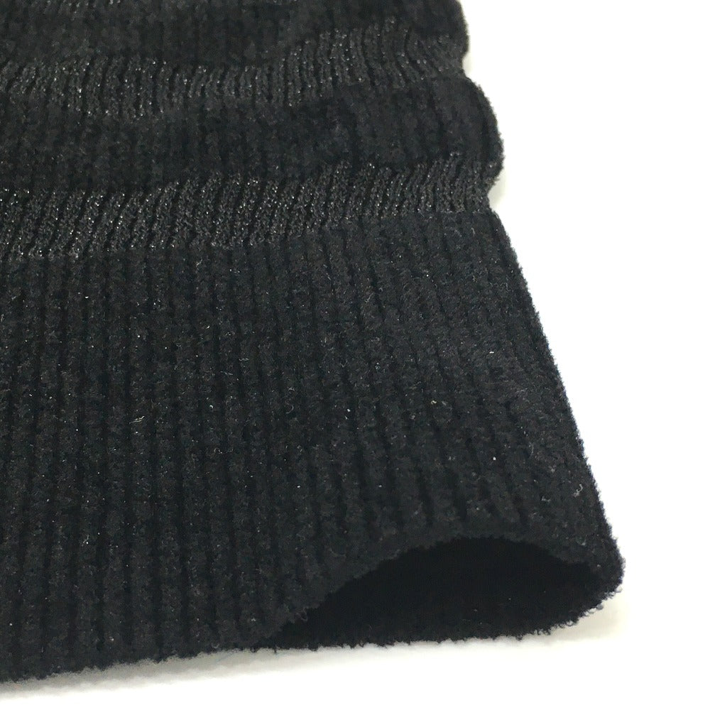CHANEL sweater P65620 Rayon, Nylon black Border Pattern Bullover Women 34 Used Authentic