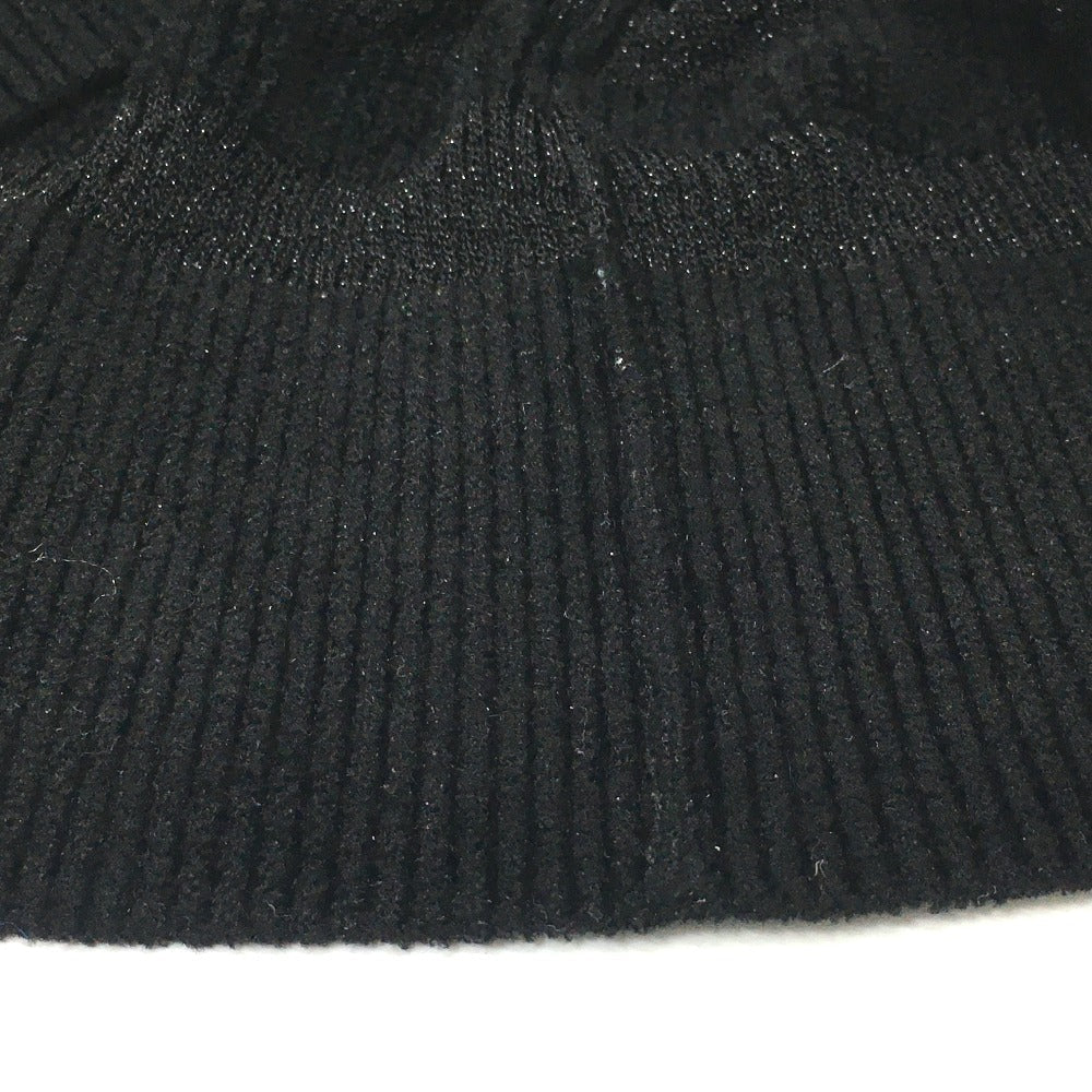 CHANEL sweater P65620 Rayon, Nylon black Border Pattern Bullover Women 34 Used Authentic