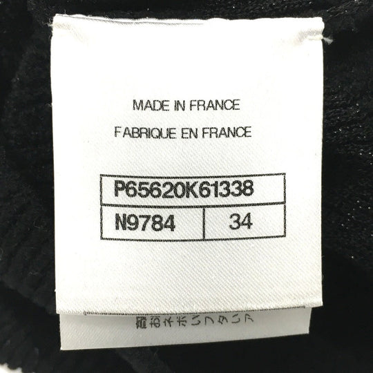 CHANEL sweater P65620 Rayon, Nylon black Border Pattern Bullover Women 34 Used Authentic