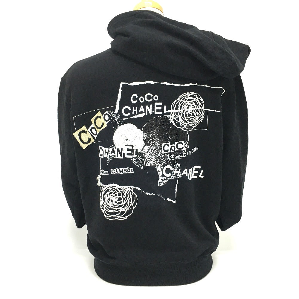 CHANEL Hoodie P63299 Cotton, Sequins black Graffiti CC logo 20P Sweatshirt Long Sleeve Women XS Used Authentic