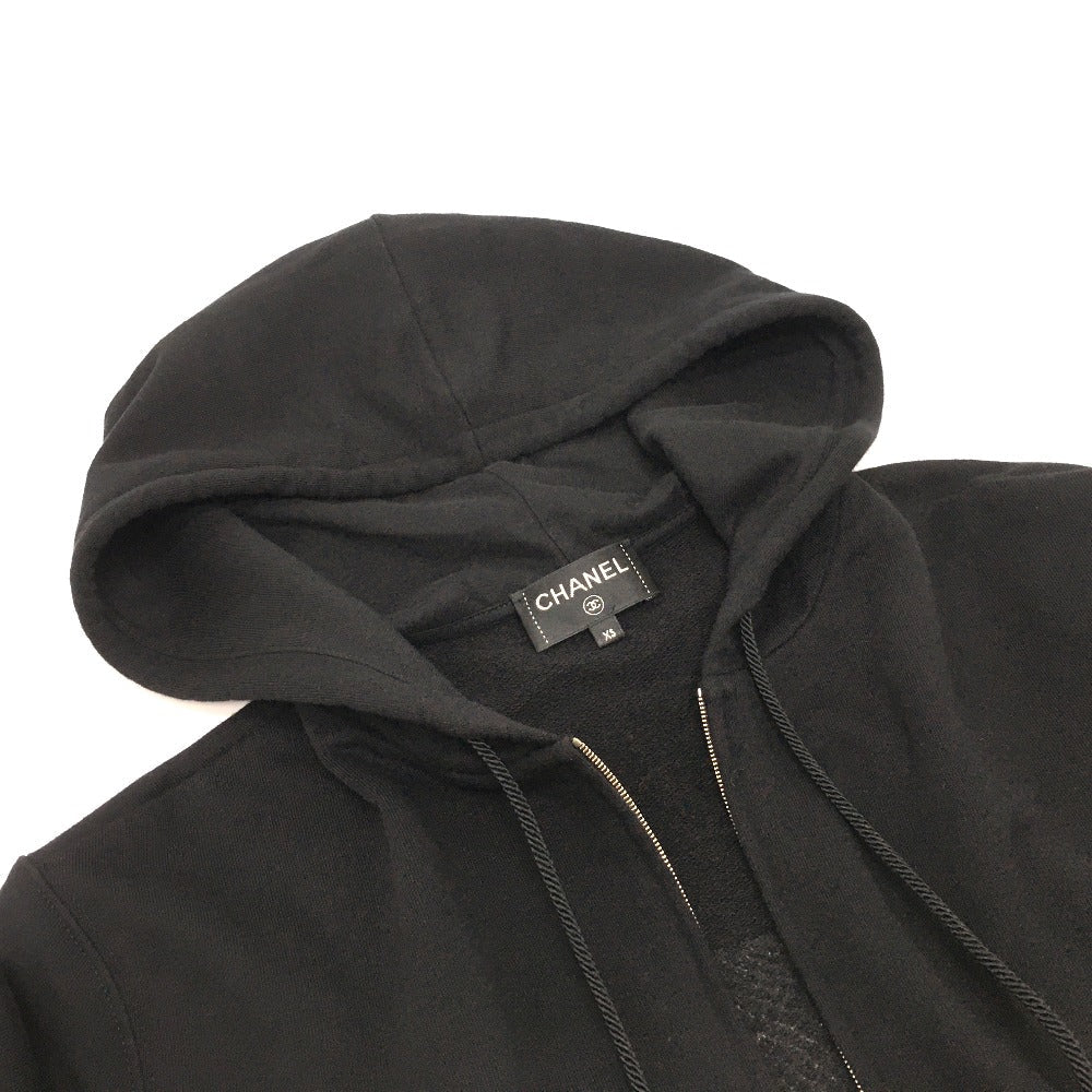 CHANEL Hoodie P63299 Cotton, Sequins black Graffiti CC logo 20P Sweatshirt Long Sleeve Women XS Used Authentic