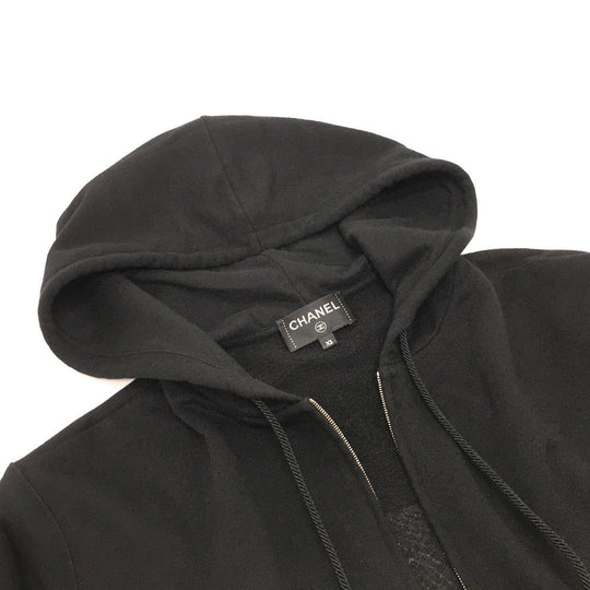 CHANEL Hoodie P63299 Cotton, Sequins black Graffiti CC logo 20P Sweatshirt Long Sleeve Women XS Used Authentic