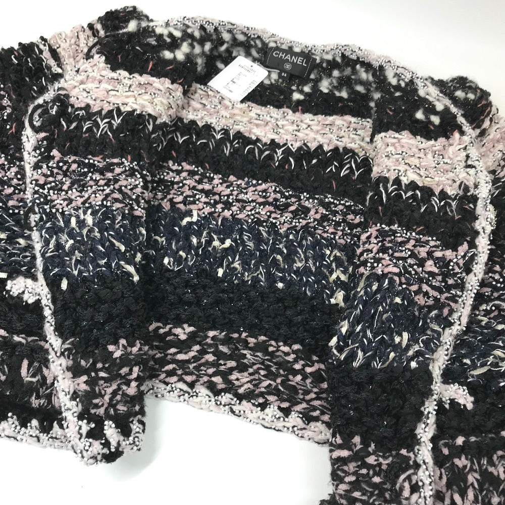 CHANEL Jacket P73552 Wool, Polyester multicolor CC COCO Mark Tweed Pearl Women 34 Used Authentic