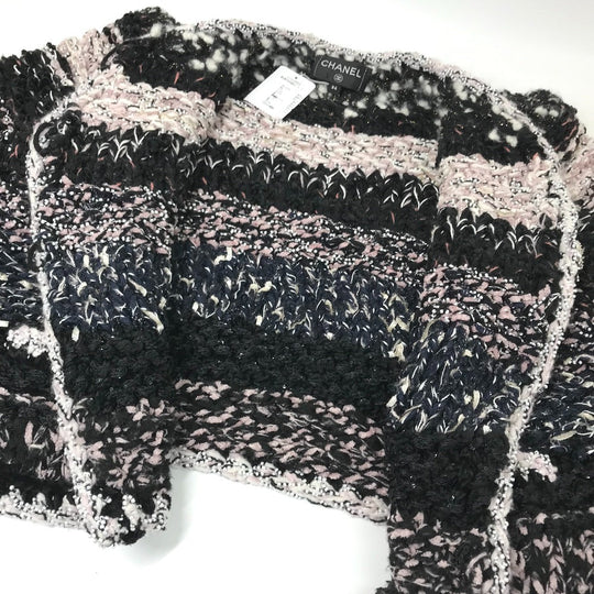 CHANEL Jacket P73552 Wool, Polyester multicolor CC COCO Mark Tweed Pearl Women 34 Used Authentic