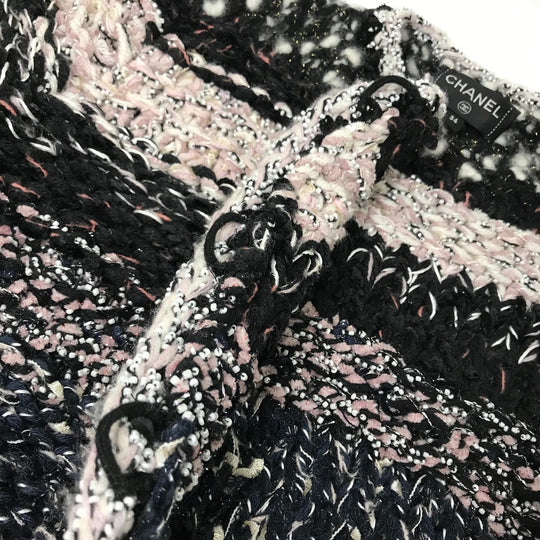 CHANEL Jacket P73552 Wool, Polyester multicolor CC COCO Mark Tweed Pearl Women 34 Used Authentic