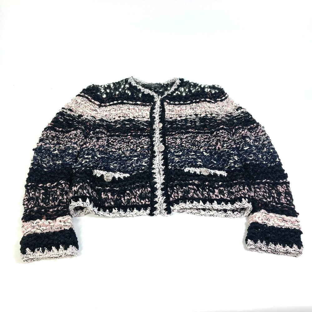 CHANEL Jacket P73552 Wool, Polyester multicolor CC COCO Mark Tweed Pearl Women 34 Used Authentic