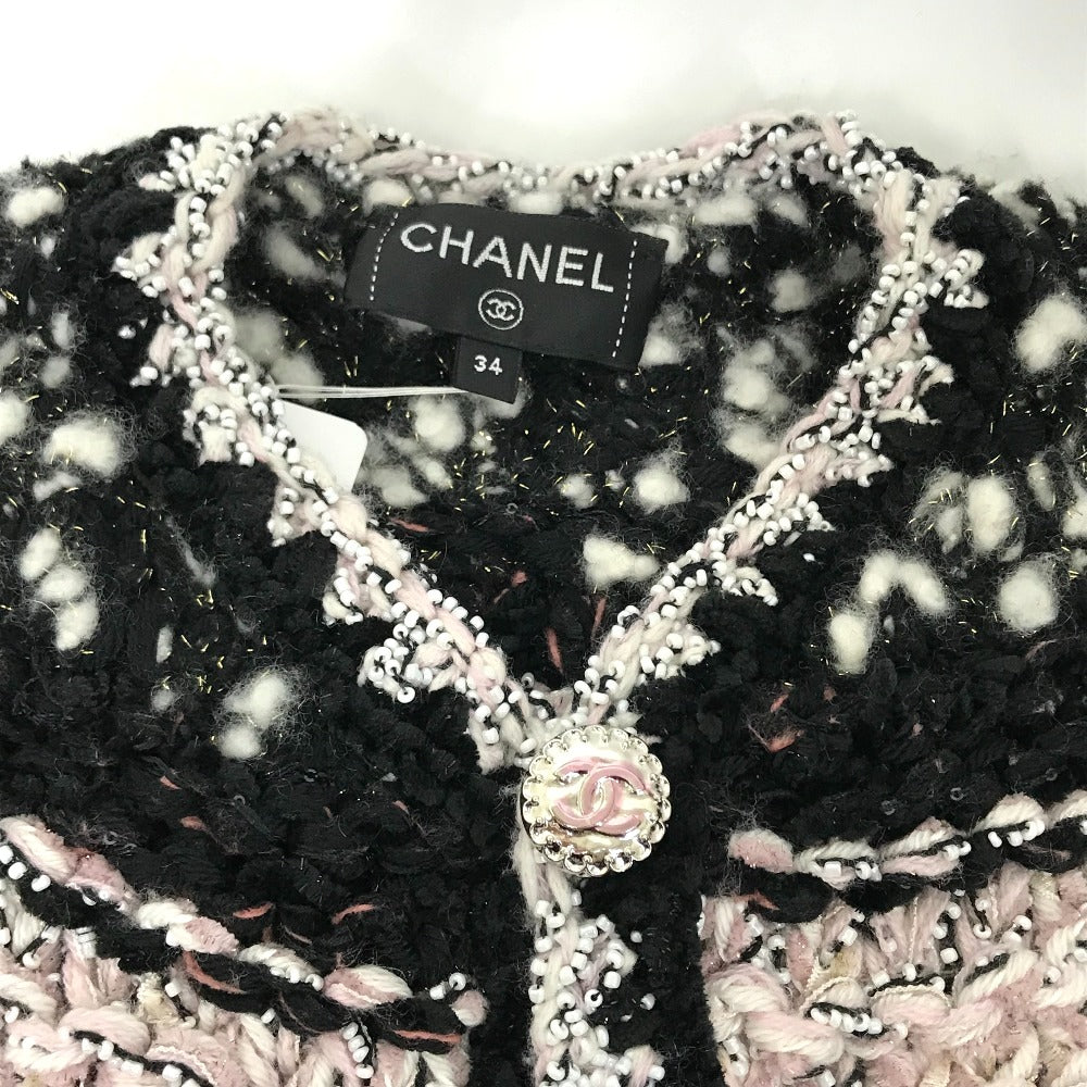 CHANEL Jacket P73552 Wool, Polyester multicolor CC COCO Mark Tweed Pearl Women 34 Used Authentic
