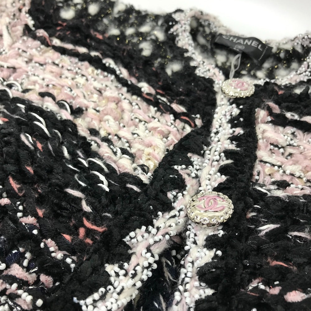 CHANEL Jacket P73552 Wool, Polyester multicolor CC COCO Mark Tweed Pearl Women 34 Used Authentic