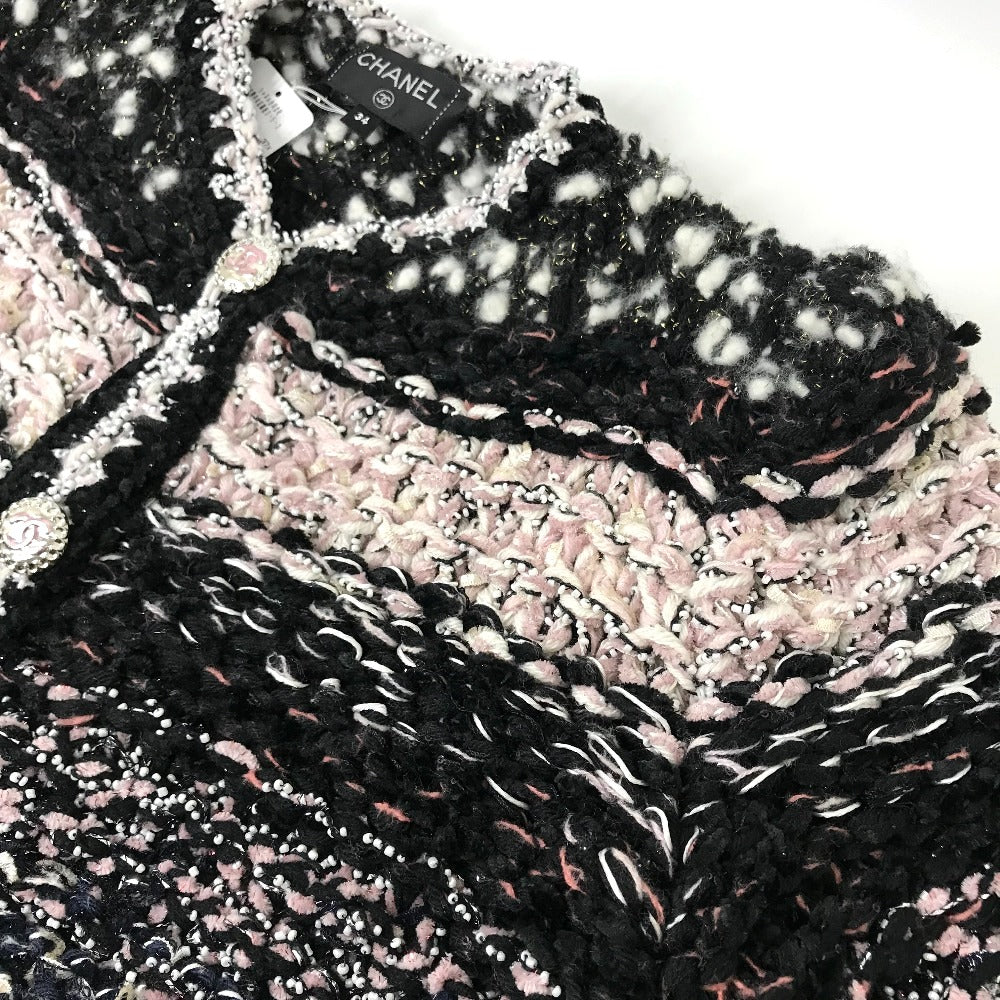 CHANEL Jacket P73552 Wool, Polyester multicolor CC COCO Mark Tweed Pearl Women 34 Used Authentic