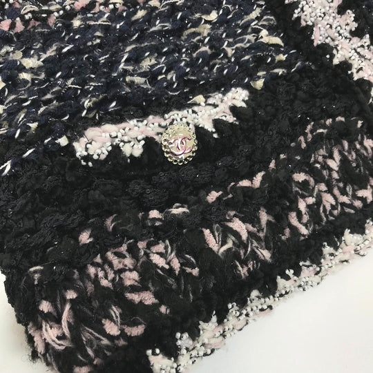 CHANEL Jacket P73552 Wool, Polyester multicolor CC COCO Mark Tweed Pearl Women 34 Used Authentic